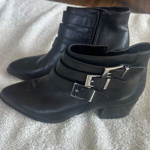 Via Spiga Black Ankle Boots with Silver Accents